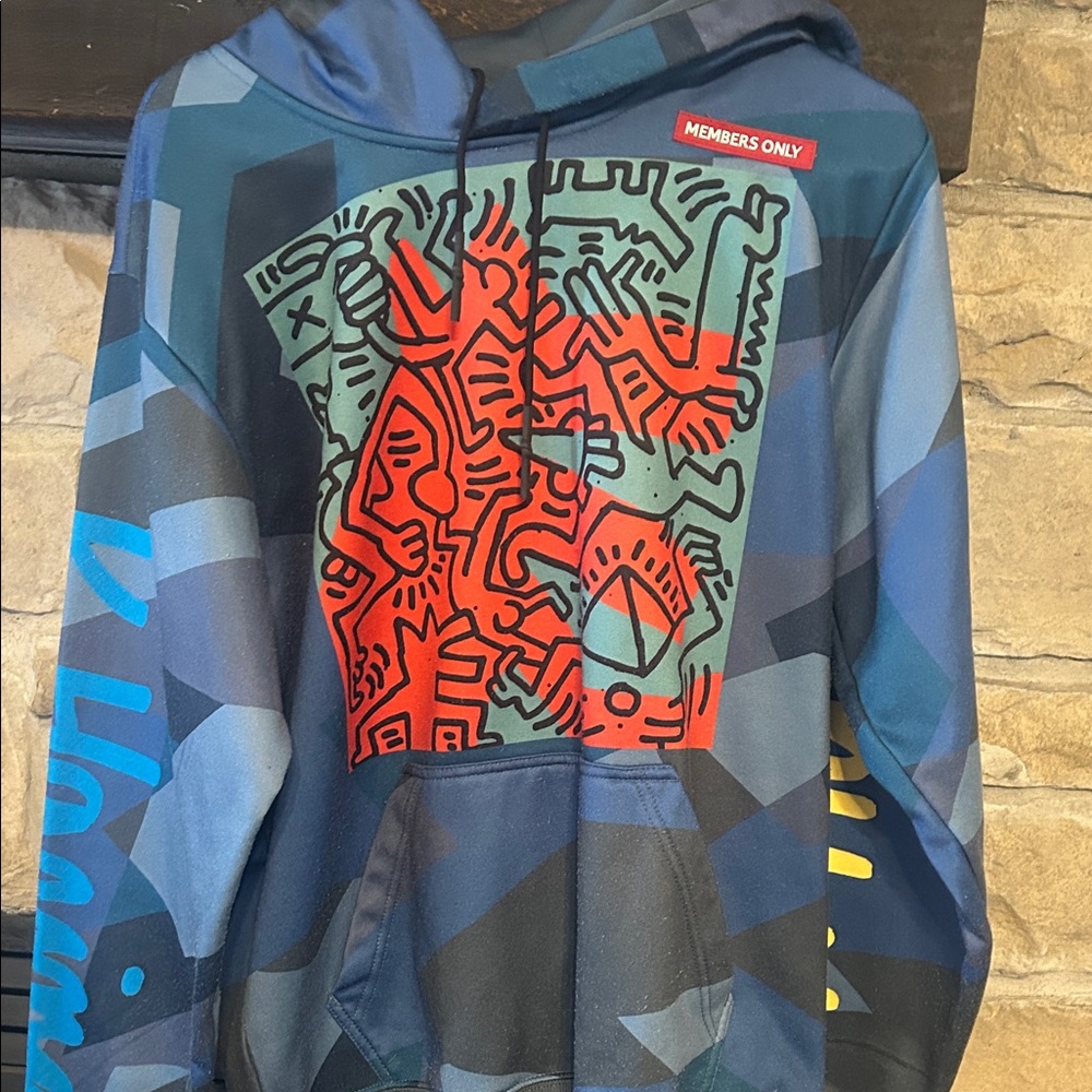 Members Only Blue and Red Graphic Hoodie